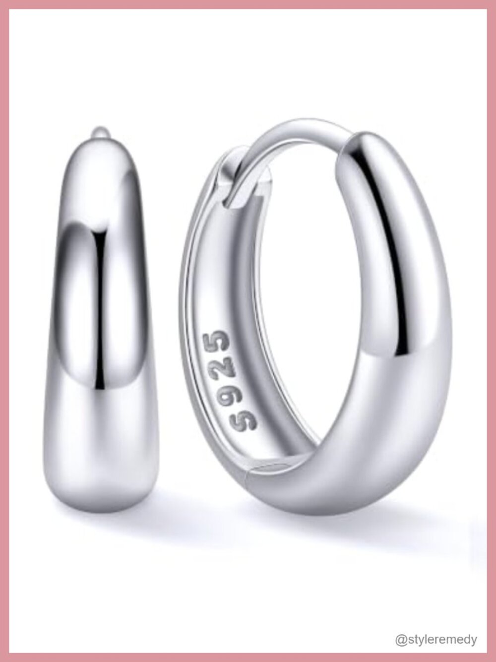 Solid 925 Sterling Silver Chunky Hoop Earrings Huggie Women Minimalist